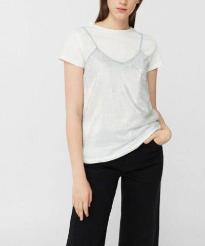 Mango T-shirt Femme Argent