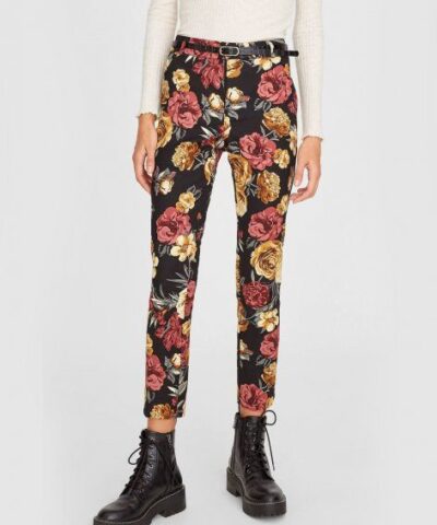 pull&bear pantalon Noir à imprimé fleuri