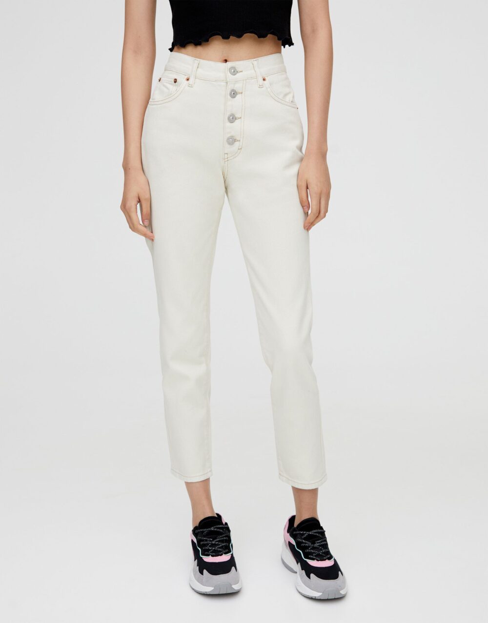 Pull&Bear Jean coupe mom boutons