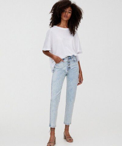 Pull&bear Jean mom boutonné coupe slim