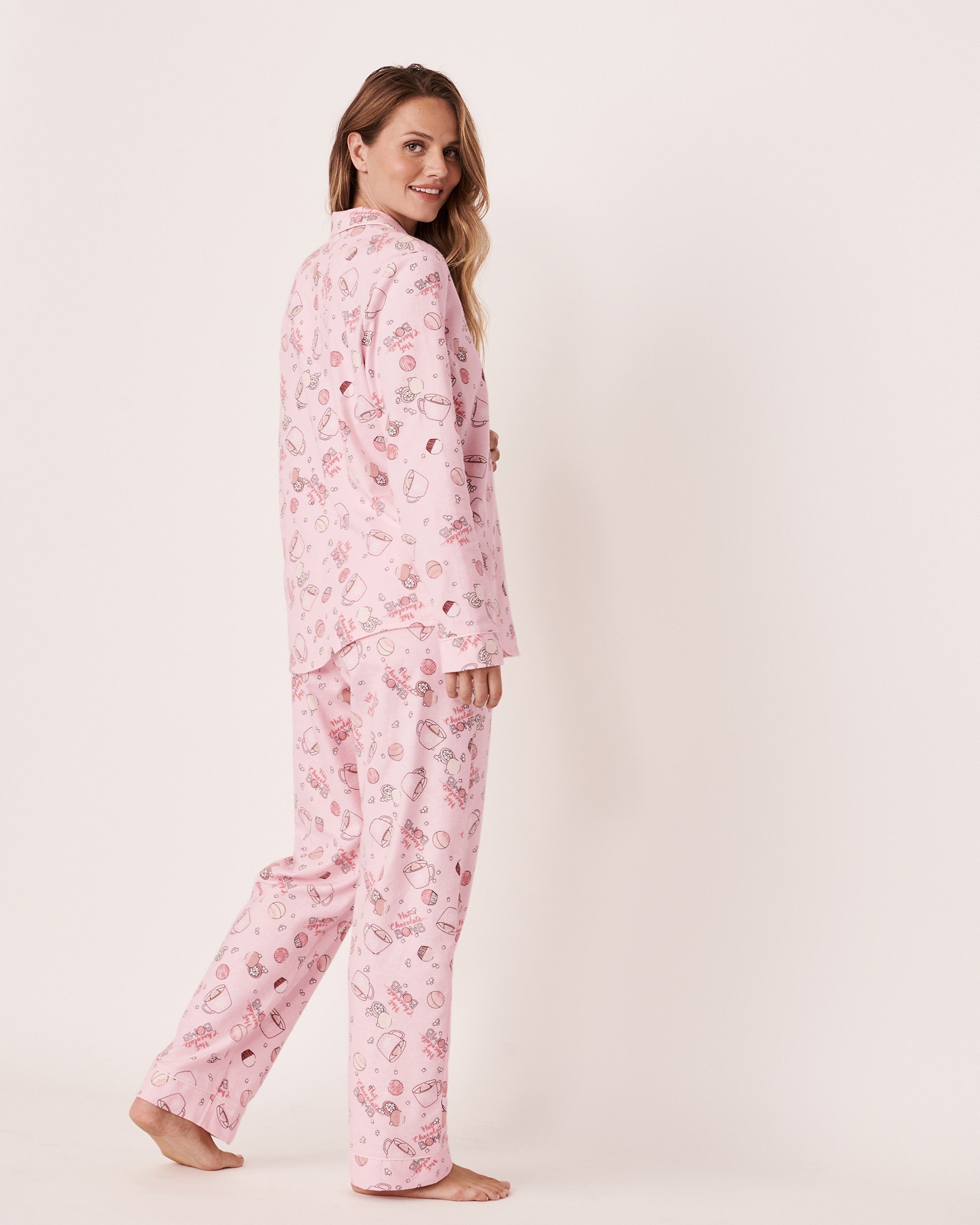 La vie en rose Ensemble pyjama luxueux en flanelle-Mode Avenue