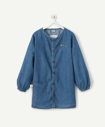 TAO Tablier en coton bleu jean avec message powerful