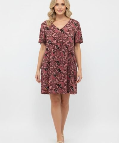 BONOBO robe droite manches courtes rose poudré