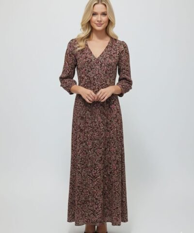 BONOBO robe longue droite fluide marron