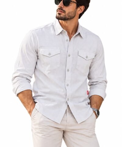 DEPART chemise en lin gris clair